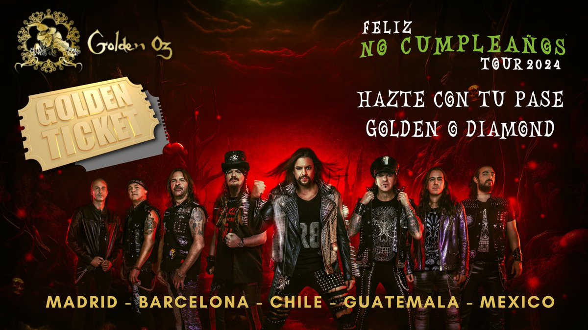 Ya disponibles los pases Golden Oz para Madrid, Barcelona, Chile, Guatemala y  México y Diamond Oz para chile, Guatemala y México. ¡Hazte con el tuyo y accede a una experiencia completa con Mägo de Oz. Información detallada y venta de Pases en goldenoz.es/events #MägodeOz