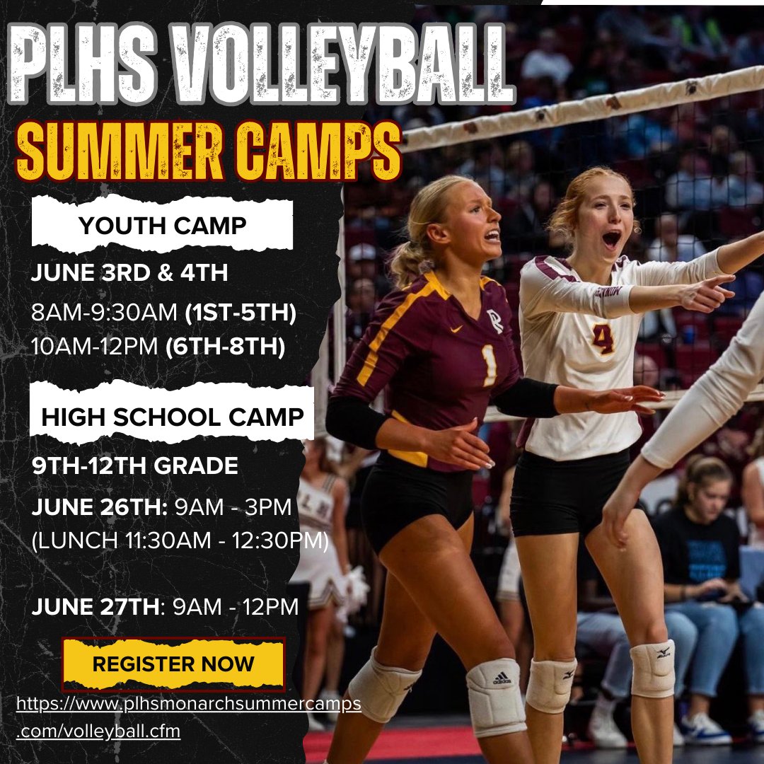 2024 Monarch Volleyball Summer Camps 🤩🏐 Sign up today! @PLPulse plhsmonarchsummercamps.com/volleyball.cfm