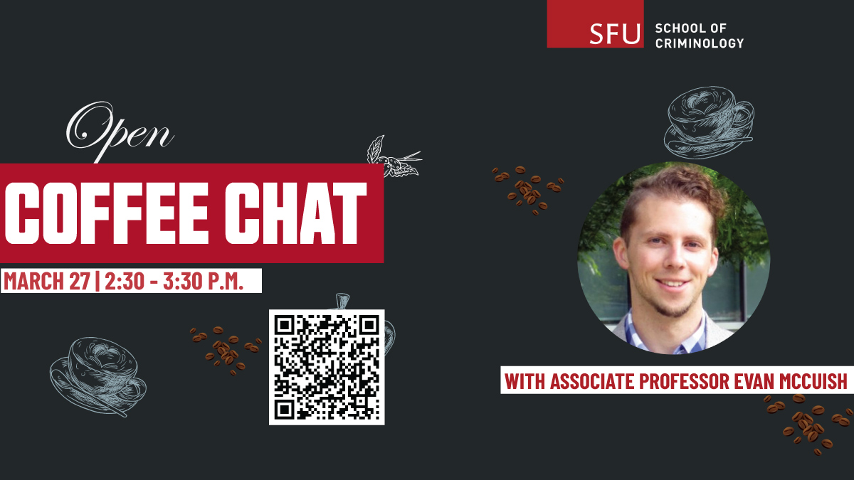 Join <a href="/sfucsa/">Criminology Student Association</a> and undergraduate advisor and recruiter Gabriel Sauro for this month’s session via Zoom! Professor Evan McCuish is our special guest. March 27, from 2:30 -3:30 p.m. 

Register here or scan the QR code: 
ow.ly/vck350QuzP6

#SFUCriminology