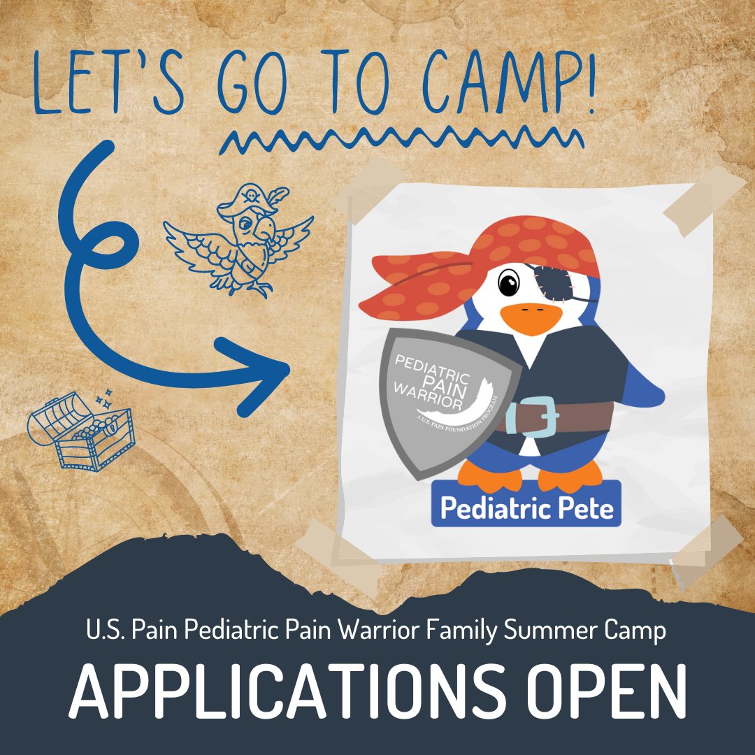 If your family hasn't applied yet for our 3rd annual Pediatric Pain Warrior Family Summer Camp, being held June 23-27 at Morgan's Camp in San Antonio, TX, you have two days left to apply! Don't miss this truly unique experience. Applications due March 20: survey.alchemer.com/s3/7665072/202…