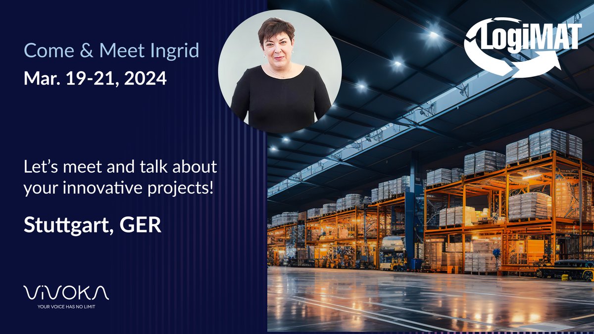 🇺🇸➡️🇩🇪 Ingrid's on the move! Next stop: #LogiMAT Trade Show, the top event for #intralogistics. 🌟

Our #tech boosts efficiency, accuracy &amp; safety in #warehouse &amp; #supplychain. 🚀

Wanna talk #voiceTech in intralogistics with Ingrid? DM us! 📲

#intralogistik #innovation