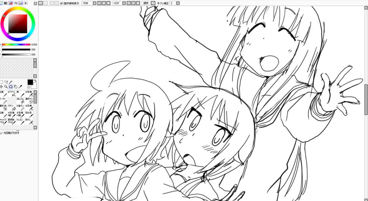 眠れないので下絵まで進めた 今度こそ寝る! 