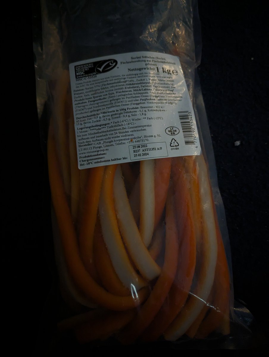 NjnaOVR's tweet photo. Guess I'm having a lot of this for the next 24 hours. #surimi #bulkfood #ugh https://t.co/5wXnDTn7tW