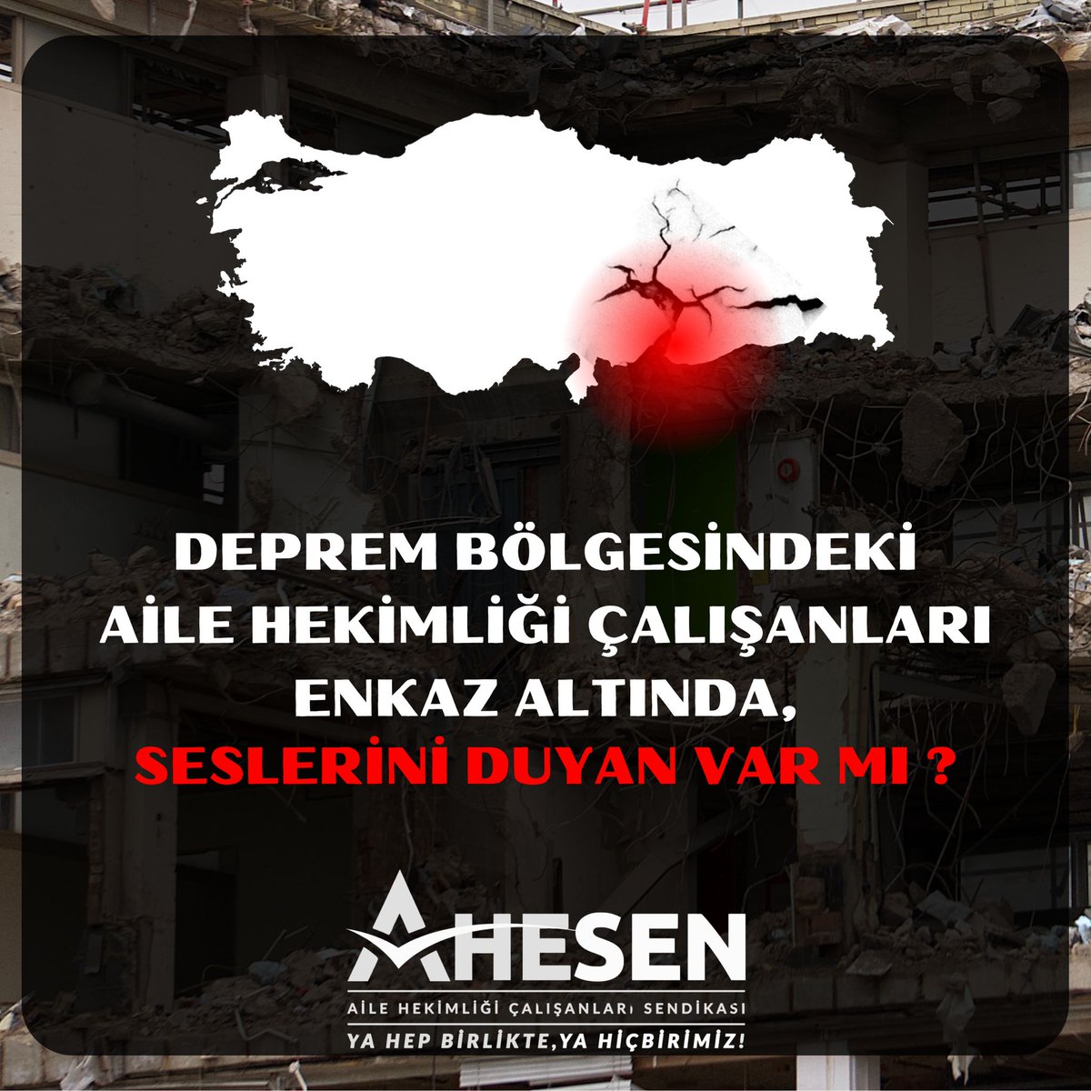 ahesenorgtr's tweet photo. #depremdeğilsizyıktınız

Deprem Bölgesinde bugüne kadar fedakarlıkla hizmet sunan Aile Hekimi, Aile Sağlığı Ebesi ve Hemşiresi arkadaşlarımız depremin üzerinden geçen 1 yıllık süreye rağmen afetin izleri hala geçmediği için zor şartlarda çalışmaya devam ederken, Bakanlığın şartları göz önüne almadan hak ediş ve çalışma kurallarını normalleştirmesini adil kabul edemeyeceğimizi dile getiriyor, koşullar normalleşene kadar sürenin uzatılmasını talep ediyoruz!

@AHEF2008 @dayanismasen @ttborgtr @hekim_birligi @Tabip_Sen @sesgenelmerkezi @turksagliksengm @Hahed18 @ADANAHED @Kahed46 @mahged44 @GAHD_27