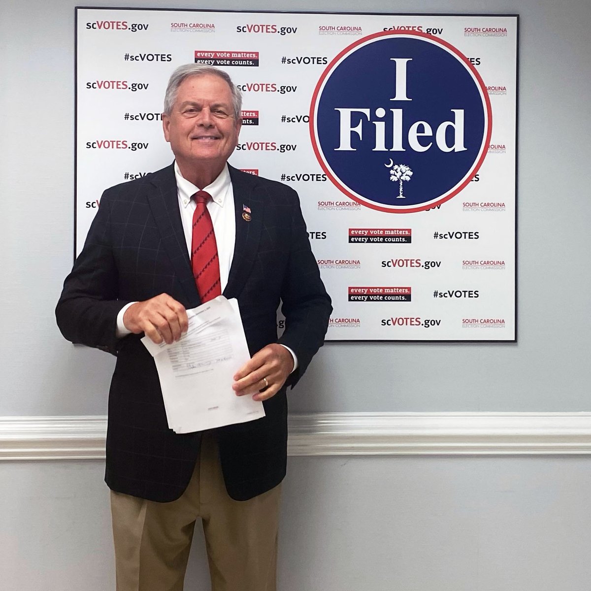 Filed! I just completed the paperwork in Columbia to run for re-election. SC-5 voters have trusted me to take conservative South Carolina values to Congress. That's exactly what I've done, and exactly what I'll keep doing. Let's go!!