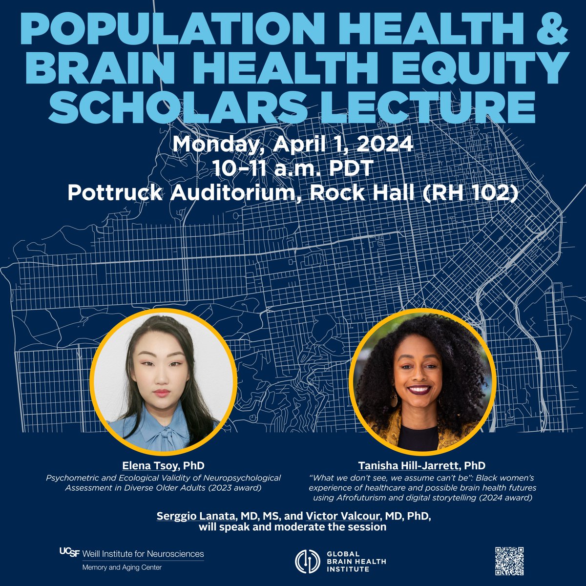 Excited for the Population Health & Brain Health Equity Scholars Lecture on April 1! Join @GBHI_Fellows and @UCSFmac as we dive into innovative research addressing disparities in underserved communities. Featuring Elena Tsoy & @TanishaHillJ 👉gbhi.org/events/populat…