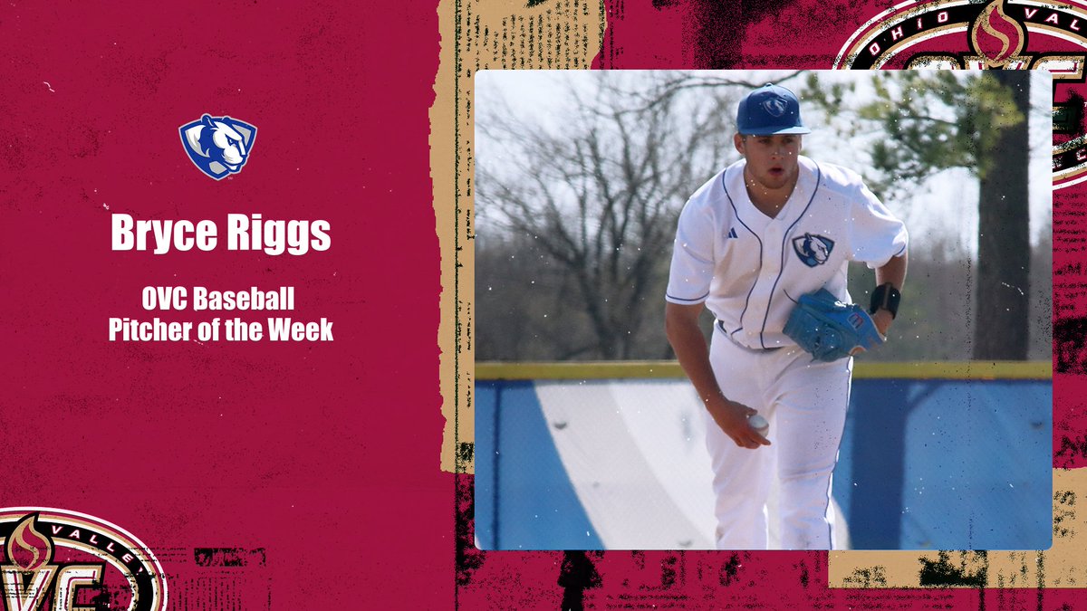 𝗢𝗩𝗖 𝗕𝗮𝘀𝗲𝗯𝗮𝗹𝗹 ⚾ 𝗣𝗶𝘁𝗰𝗵𝗲𝗿 𝗼𝗳 𝘁𝗵𝗲 𝗪𝗲𝗲𝗸 @EIU_Baseball RHP Bryce Riggs (@BryceRiggs4) • Pitched 7.2 innings, scattering 3 singles and striking out 6 in combining for a 4-0 shutout over Dayton #OVCit | #RollThers