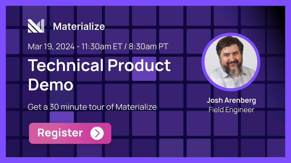 Join us virtually tomorrow at 11:30am ET for the Materialize technical product overview! Dive deep into Materialize and the Operational Data Warehouse with our expert team. hubs.la/Q02pb5P50