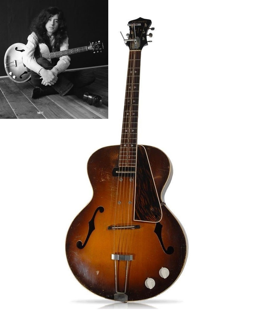 Jimmy Page's Gibson Cromwell acoustic guitar used to record Chris Farlowe's 'Out of Time' (1966), a version of the Jagger/Richards composition #guitar #Gibson #FamousGuitars #JimmyPage