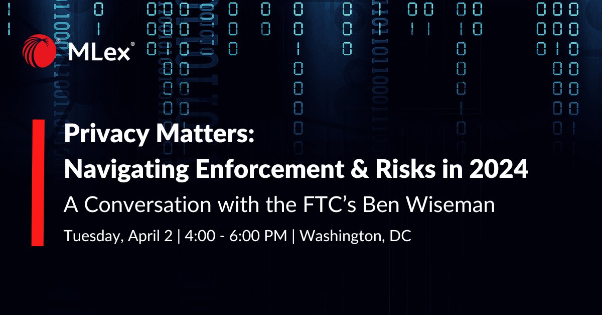📌Join us on 2 April for a fireside chat on privacy enforcement between Ben Wiseman of the Federal Trade Commission and @Swiftstories in Washington, DC, with insights on child privacy, healthcare data and broker cases, and unfair use of #AI👇 bit.ly/3TpY5GS