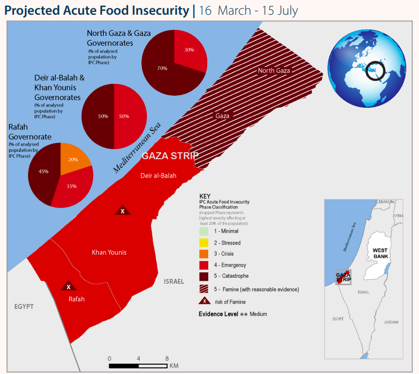 FEWSNET's tweet photo. Famine is imminent in northern #Gaza.

"Acute malnutrition levels are rapidly worsening amid severe, sustained hunger, and destruction of water, sanitation, and hygiene infrastructure." 

Read #FEWSNET's latest report: https://t.co/CYJrlVkdeG

📸 @theIPCinfo https://t.co/ObfrMKNqFR