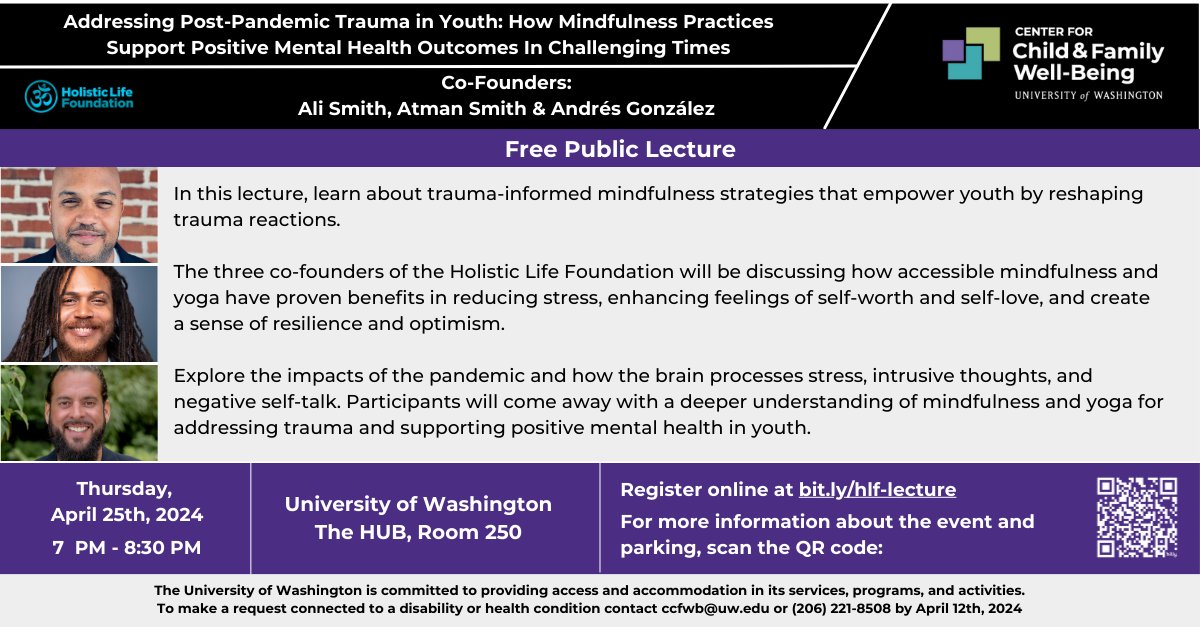 Join the @UWCCFW and @HLFINC on April 25 for a #free public lecture about trauma-informed #mindfulness practices that empower youth. RSVP: bit.ly/hlf-lecture