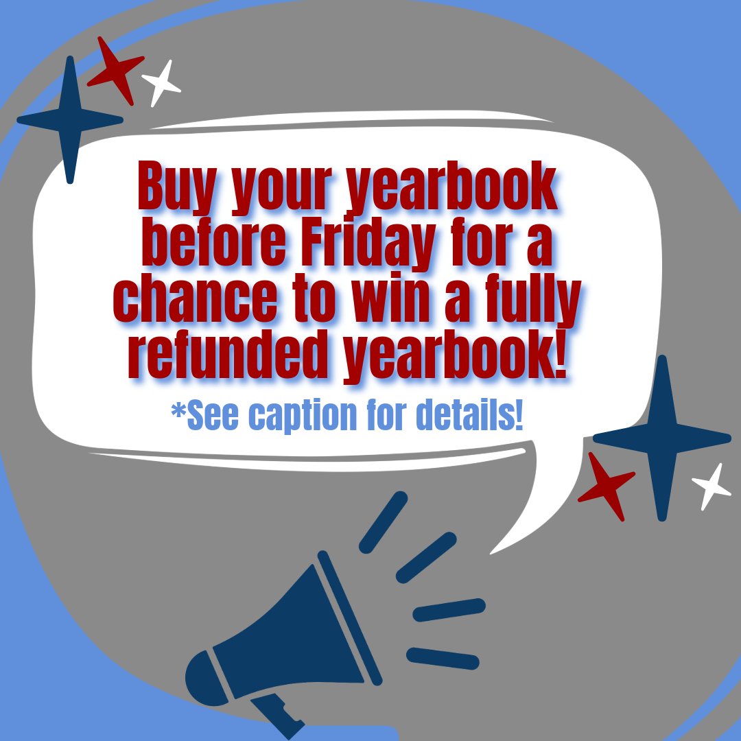Hello Titans!
If you buy your yearbook between now and Friday, your student will be entered into a raffle (per grade) for a chance to get their yearbook completely refunded. The winners will be announced at the Pep Rally this Friday!  Buy your Yearbook on Jostens website!