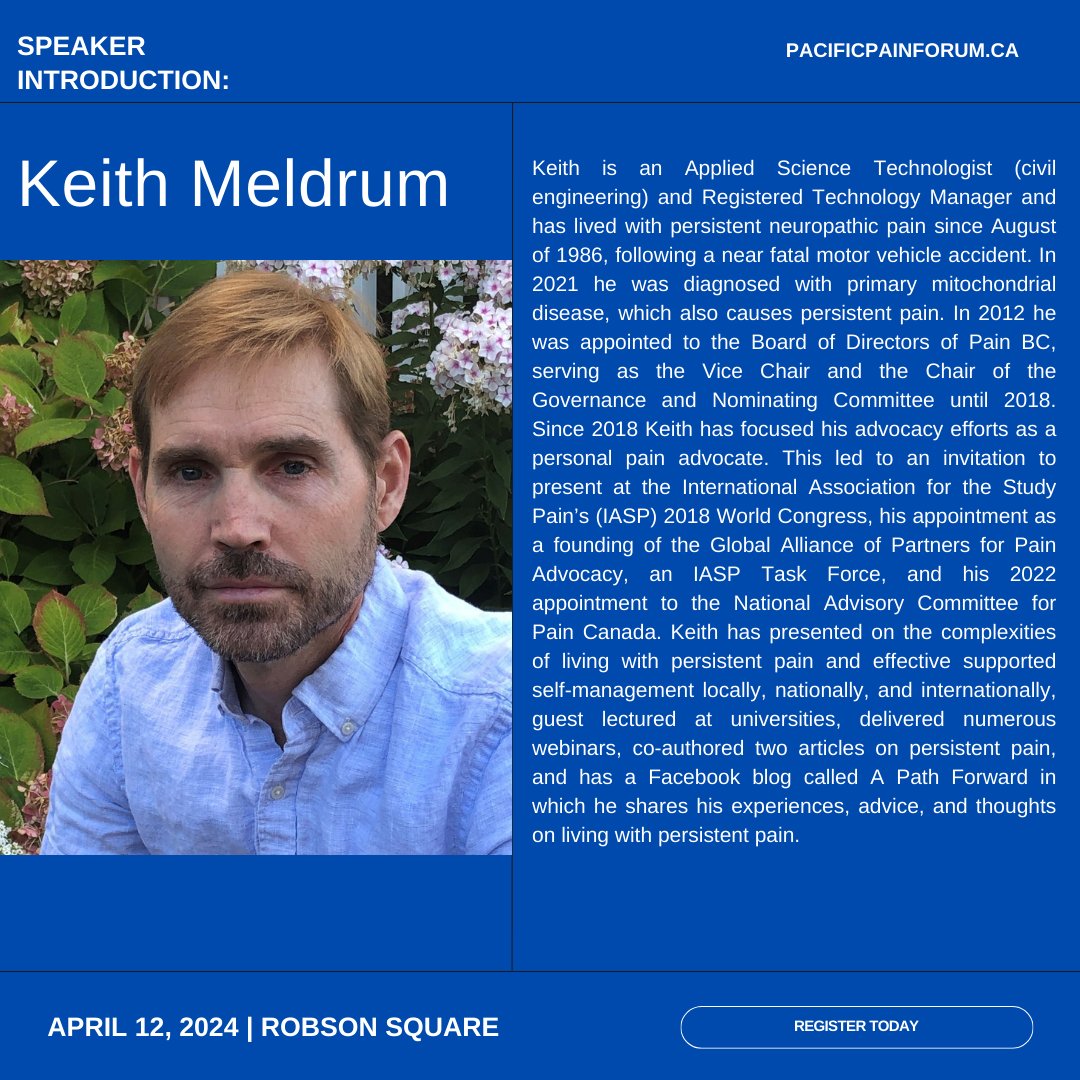 He needs no introduction, but if you still need to meet @Keith_Meldrum , we look forward to you meeting him at the Pacific Pain Forum 2024 conference.

Meet our speakers - lnkd.in/gvAK48VX

#MedEd #Healthcare #MedicalResearch #PublicHealth #Doctors #Nursing #HealthTech