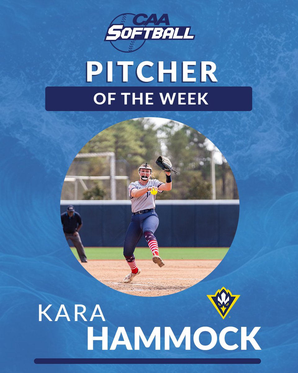 Coastal Athletic Association (@caasports) on Twitter photo 🥎 #CAASoftball Pitcher of the Week
<a href="/UNCWsoftball/">UNCW Softball</a>'s Kara Hammock was 2-0 in the circle with a 0.58 ERA, leading UNCW to a weekend sweep of Elon.
bit.ly/43lvi9I 🥎 #CAASoftball Pitcher of the Week
<a href="/UNCWsoftball/">UNCW Softball</a>'s Kara Hammock was 2-0 in the circle with a 0.58 ERA, leading UNCW to a weekend sweep of Elon.
bit.ly/43lvi9I