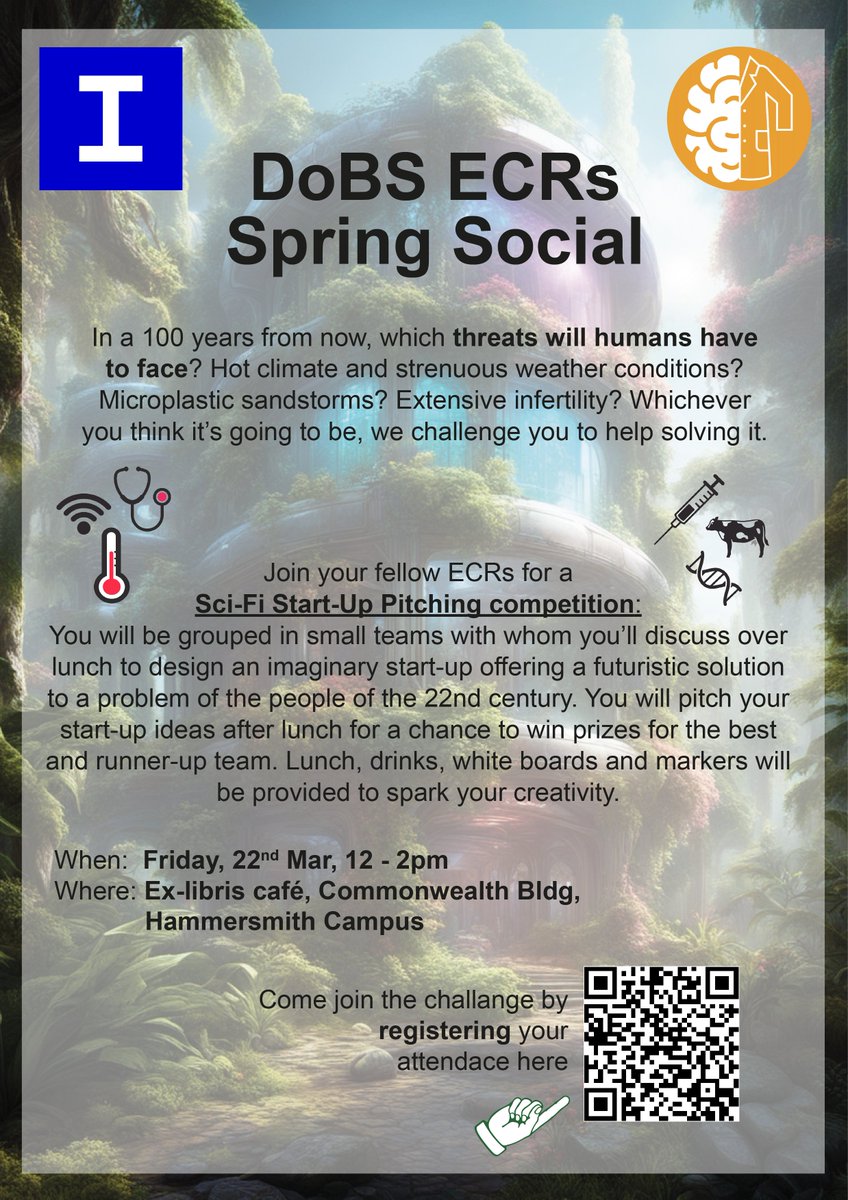 This Friday the first @ImperialBrains ECR social event of the year is coming up! To celebrate the beginning of Spring (finally🌷) we invite all DoBS ECRs to join us for a special lunch event!👾👽🛸🌏 as usual, food and drinks provided, which are not that special anymore...