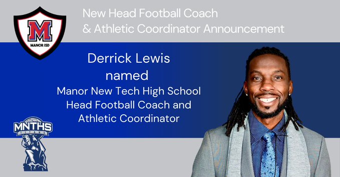 Meet our new New Tech Head Football Coach &amp; Athletic Coordinator, Derrick Lewis!

We will be holding a meet and greet this Wednesday, March 20th in the New Tech Multipurpose facility at 5pm-5:30pm. See you there!
