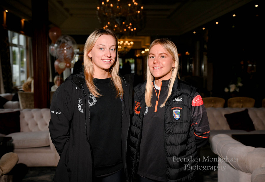 Yesterday at Ballina County Mayo @crossrangers player @mcconville010 made her 100th appearance at senior level for @ArmaghLGFA . Lauren is pictured with @drominteegac ace @aoifemccoy who joined the Orchard County 100 club last season 💯