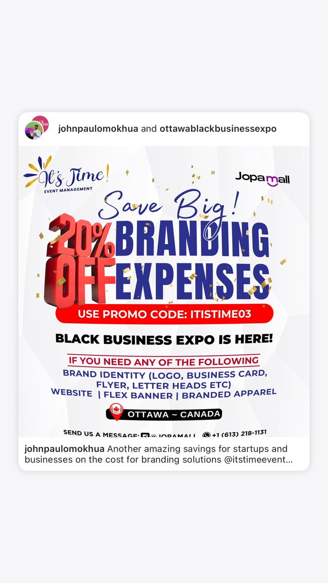 Jopamall's tweet photo. Big savings for #businesses #ottawa #expo https://t.co/CxLu0Lppeg