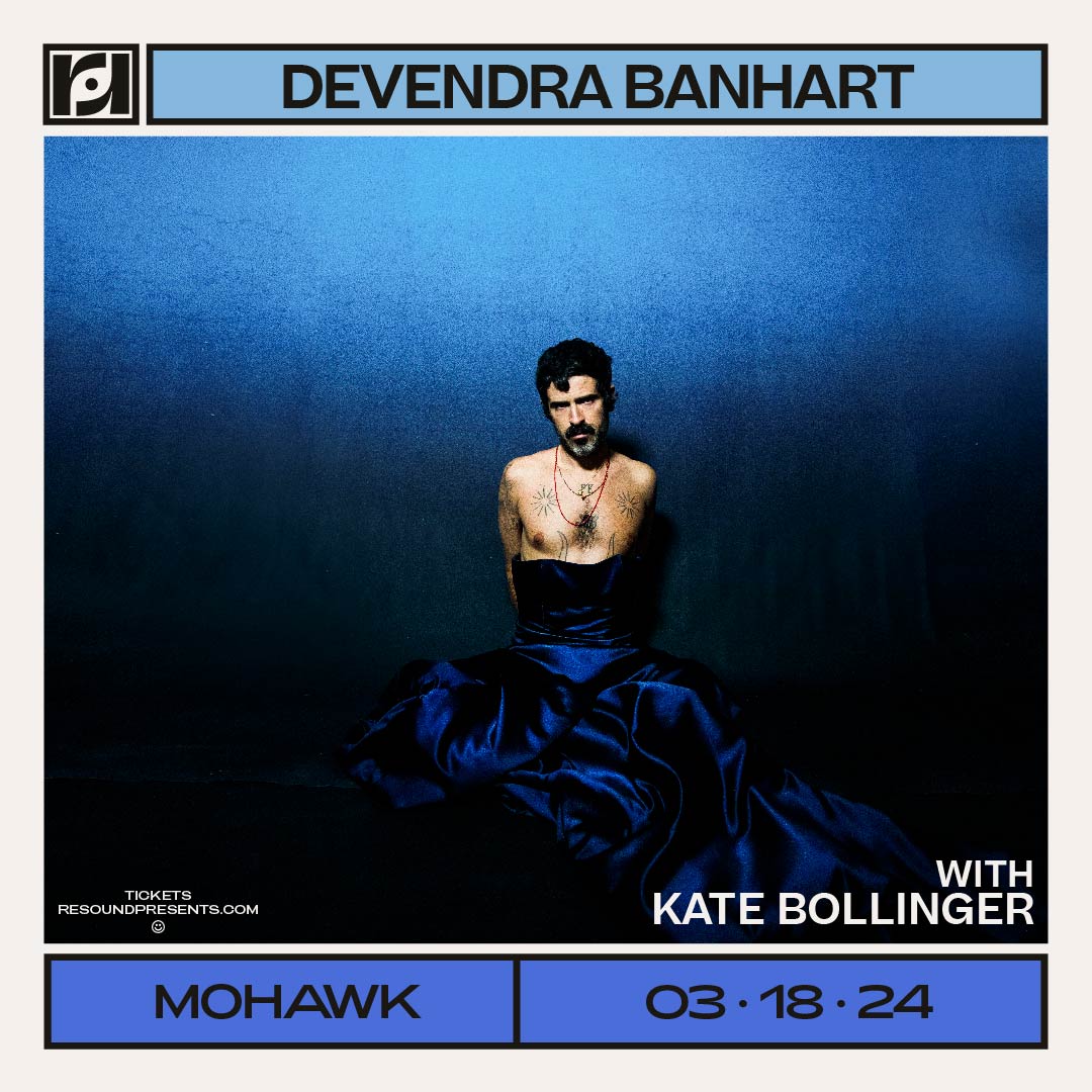 .@devendrabanhart is coming to @mohawkaustin TONIGHT with @katebsongs 💘 tickets still avail at the link below. doors at 7, music at 8! wl.seetickets.us/event/devendra…