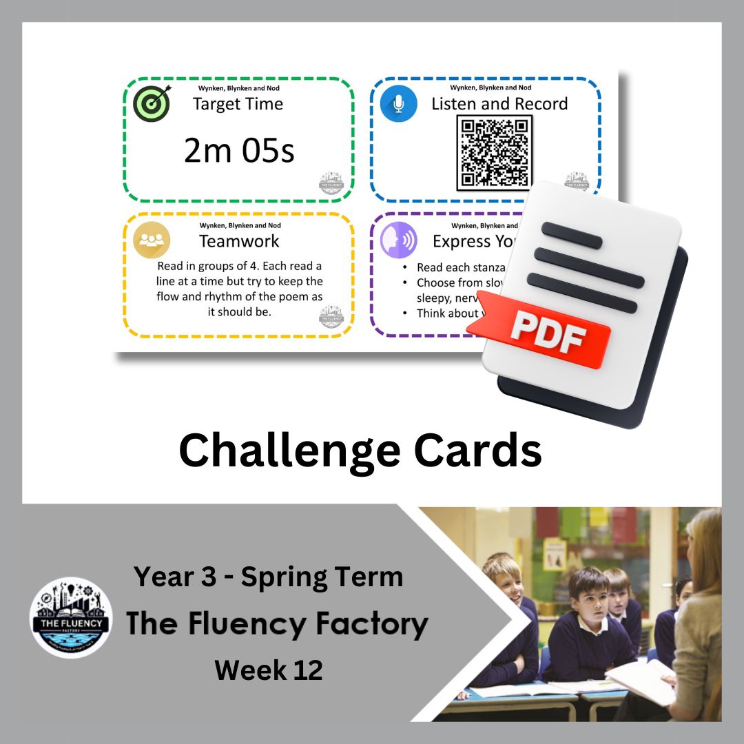 FIRST LOOK: Along with a weekly PPT & extract, each resource also comes with a set of challenge cards to help push every child. ✅Target reading time ✅QR code to listen & then record themselves ✅Teamwork activity ✅Express Yourself Get notified: thefluencyfactory.co.uk