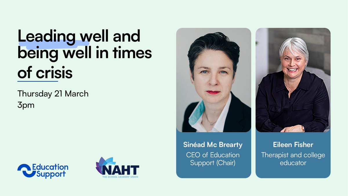 School leaders 📢

We have two exciting things with <a href="/NAHTnews/">NAHT</a>:

⭐ A toolkit to maintain a healthy mind and culture: ow.ly/EsNq50QVm0S

⭐ A webinar for leaders taking place this Thursday. Register for free now: ow.ly/BLmo50QVm0R

Press the links to find out more!
