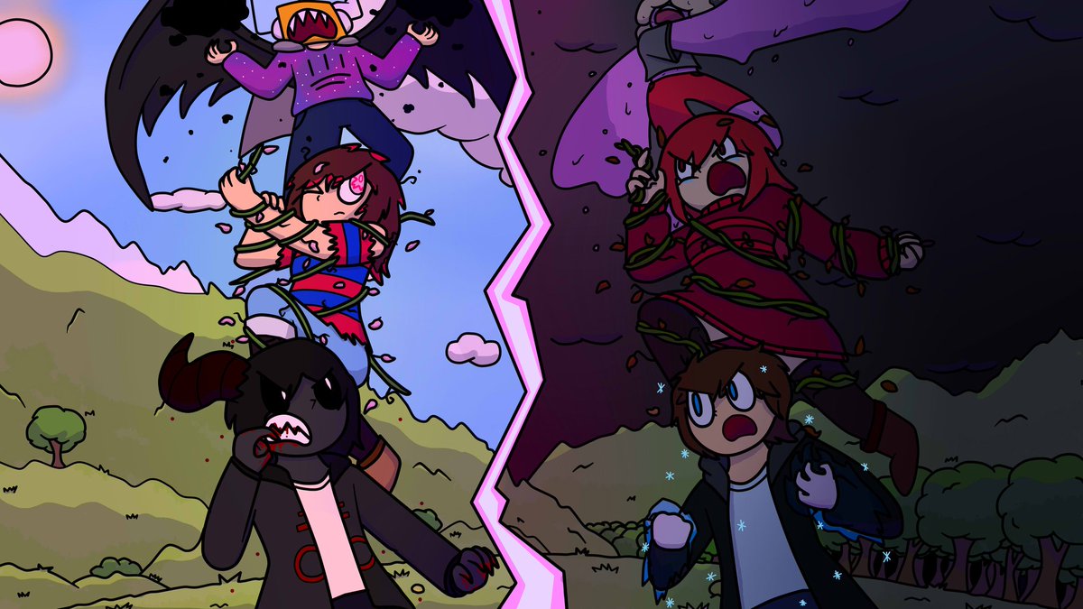 Mango644's tweet image. Dibujito para mi amiga @FireworkDi 
Le hice la portada del lore que anda creando 🌸