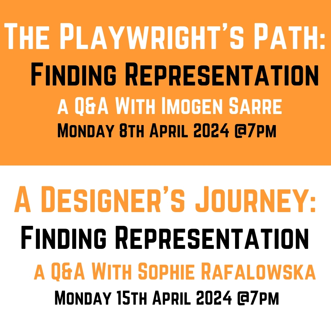 📣CALLING ALL UNREPRESENTED PLAYWRIGHTS AND DESIGNERS📣 Industry Insights returns for 2024!🥳 ✍️Playwrights’ Zoom Q&A 8th April 2024 with @imogen_sarre 🎨Designers’ Zoom Q&A 15th April 2024 with Sophie Rafalowska