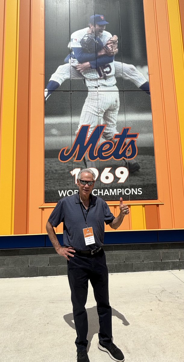 Like so many fans of all ages I never get tired of seeing the photo behind me. This one is at the #Mets #SpringTraining park in Port St. Lucie. Some #Memories last forever!! #WSChampions #1969 #MLB