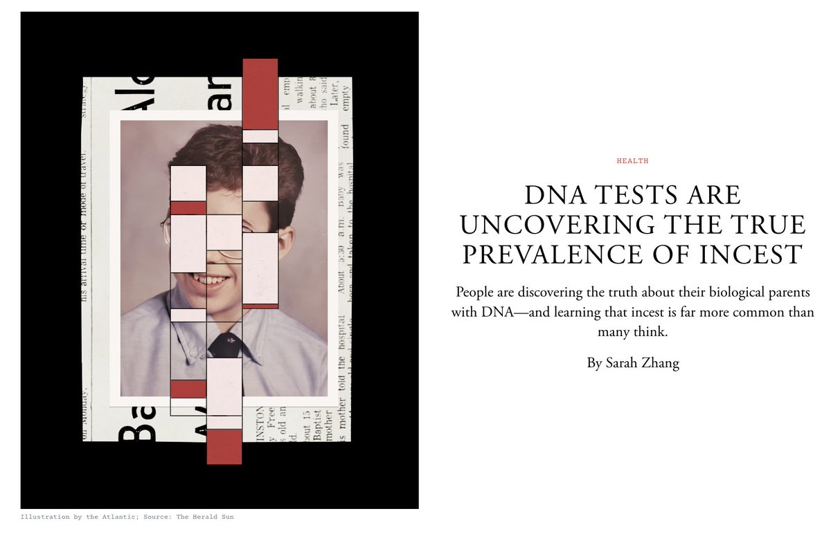 I have a story in @TheAtlantic today that I have been thinking about for years. I've written a lot about shocking discoveries from 23andMe and AncestryDNA tests, but several years ago, I heard about a support group for what might be the most shocking discovery of all.