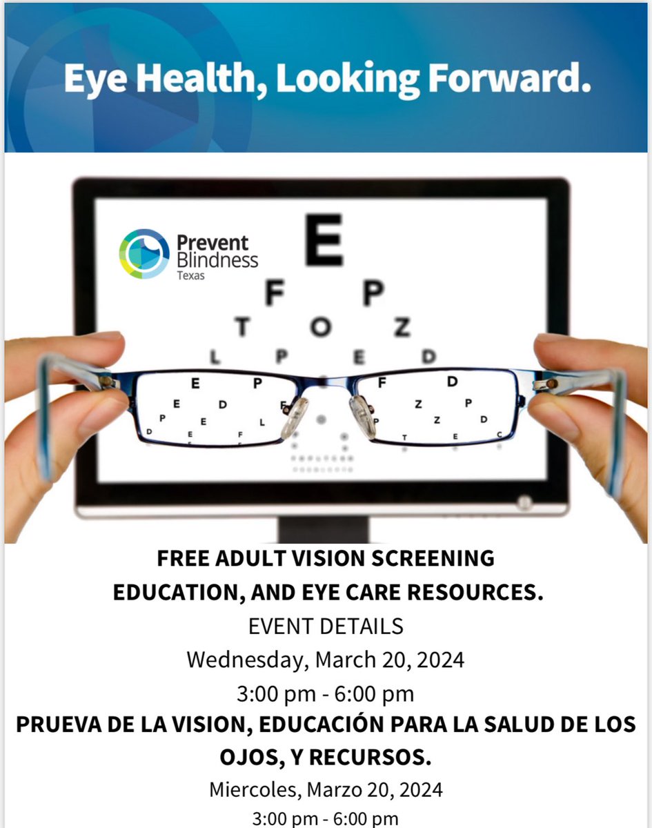 Milby Wraparound Specialist (@wraparoundmilby) on Twitter photo FREE adult vision screening education and eye care resources at Mission Milby this Wednesday March 20th from 3:00-6:00pm. 
GRATIS prueba de la visón, educación para la salud de los ojos y recursos en Mission Milby este Miércoles 20 de marzo de 3:00 a 6:00pm. FREE adult vision screening education and eye care resources at Mission Milby this Wednesday March 20th from 3:00-6:00pm. 
GRATIS prueba de la visón, educación para la salud de los ojos y recursos en Mission Milby este Miércoles 20 de marzo de 3:00 a 6:00pm.