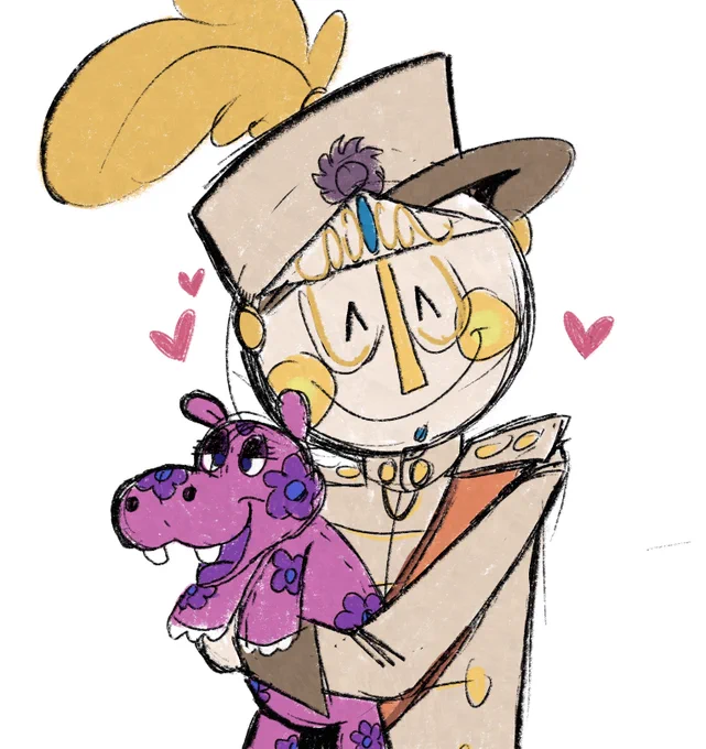 Clockboy suggested  him and Funny Lady + HKDL colors hugging an IASW hippo plushie 