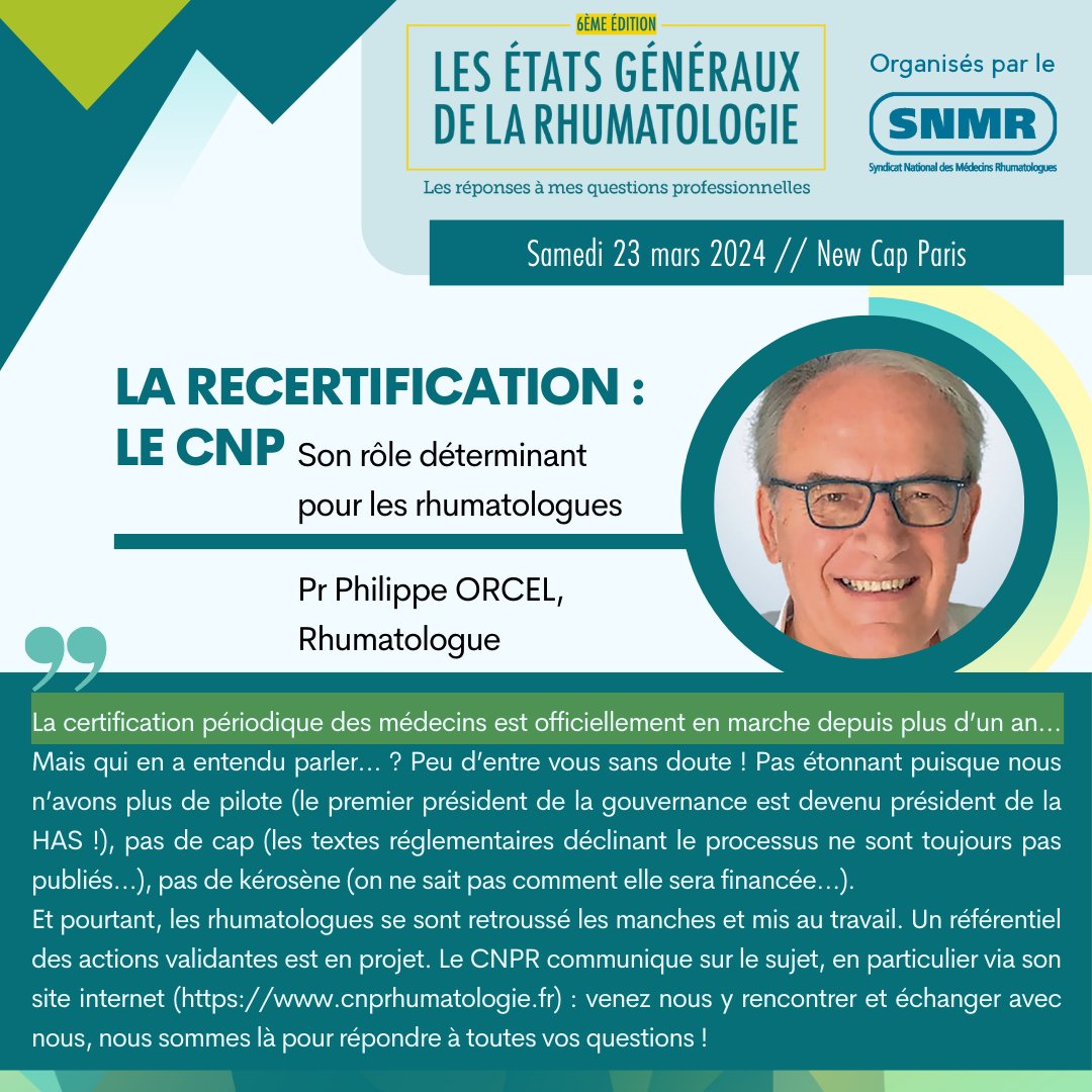 LeSNMR's tweet photo. 🔍 Recertification Médicale : Défi et Mobilisation 🔍
La certification périodique des médecins est en marche. Face aux  incertitudes, les rhumatologues, guidés par le CNPR, se mobilisent pour  une pratique éclairée.
Rdv le 23 mars aux #EGR2024 pour aborder cette thématique. https://t.co/5IQSWTvzCQ