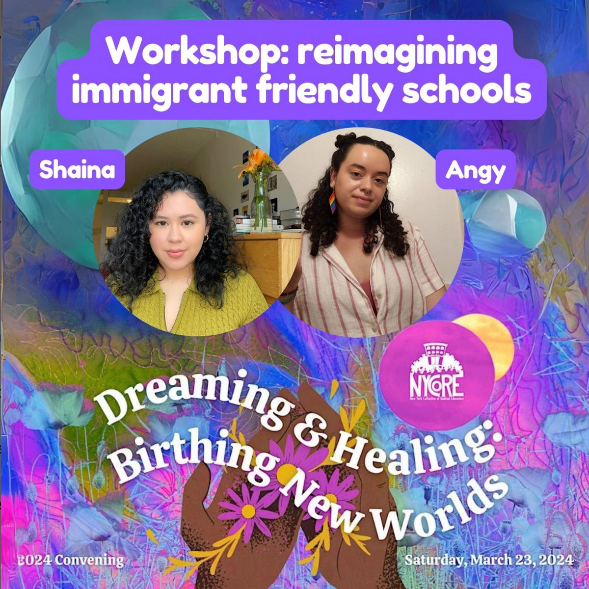 Shaina and Angy of <a href="/NYSYLC/">NYSYLC</a> will be facilitating an interactive, informative and imaginative space to envision #immigrant friendly #schools.

Register for NYCoRE's 9th annual "Dreaming and healing: Birthing New worlds" convening: eventbrite.com/e/2024-nycore-…