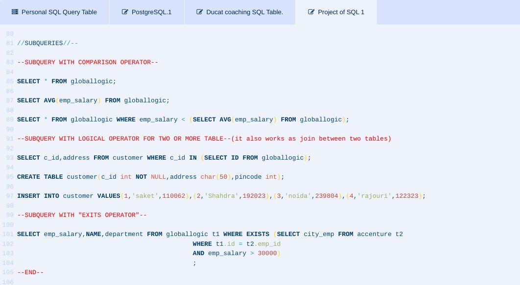 learnerakash28's tweet image. How to use 'SUBQUERIES' in SQL with Logical & Comparison Operators!!!
#sqlserverdeveloper #CodingJourney #DataAnalytics #SQL #database #jobsearch #sql #sqlprogramming #jobhunt #dataanalyst #reportinganalyst
#sqlquery #sqljourney #operator #queries