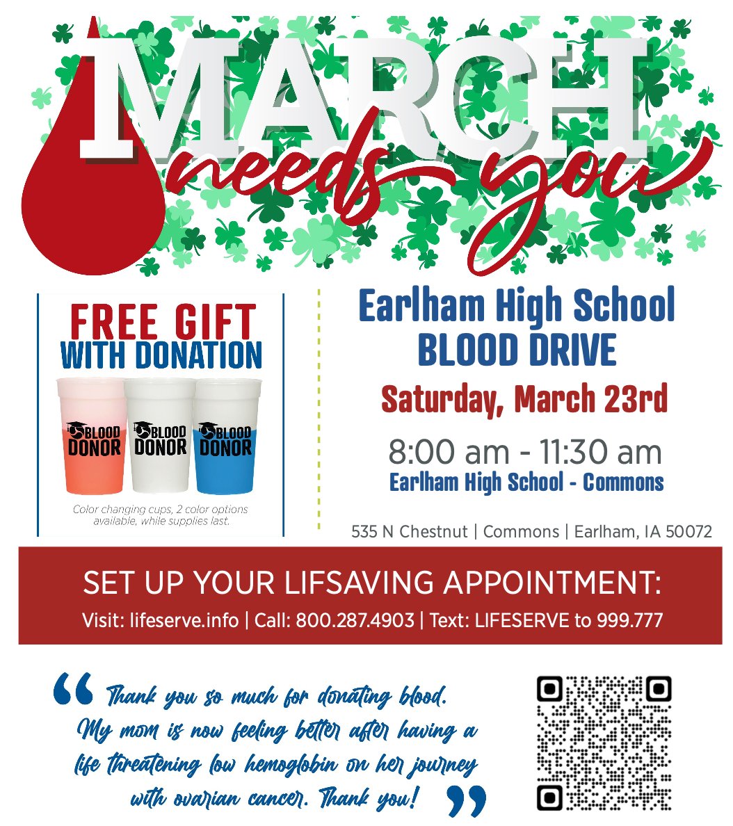 Looking for an easy way to serve your community? Did you know you could save up to three lives by donating blood one time?
Lucky for you, we are hosting our spring blood drive on Saturday, March 23!
Sign up for your spot here: donor.lifeservebloodcenter.org/.../drive.../1…