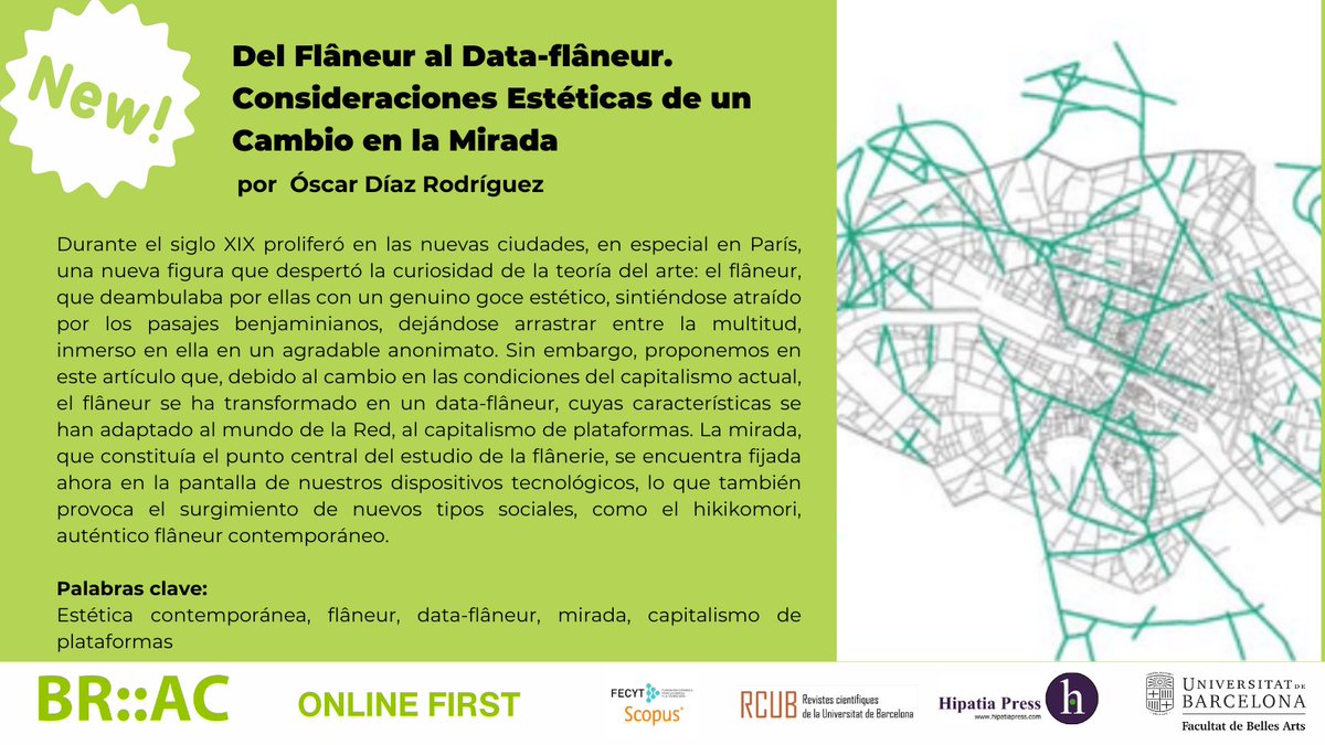 📢" Del Flâneur al Data-flâneur. Consideraciones Estéticas de un Cambio en la Mirada" de Óscar Díaz Rodríguez ya está accesible en ONLINE FIRST 👇hipatiapress.com/hpjournals/ind…  
<a href="/OscarDiazRguez/">Óscar Díaz</a> @hipatiapress
#flâneur #hikikomori