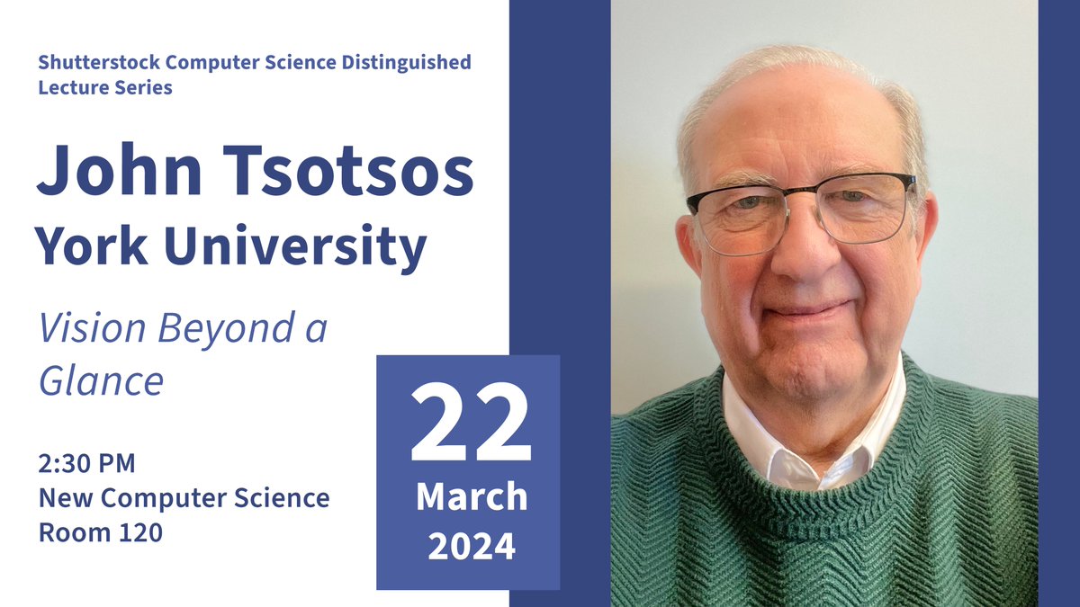 Join us for a Vision Beyond a Glance with our Esteemed Guest Lecturer John Tsotsos from York University on March 22nd in New CS 120. #yorkuniversity #stonybrookuniversity #sbucs cs.stonybrook.edu/about-us/News/…