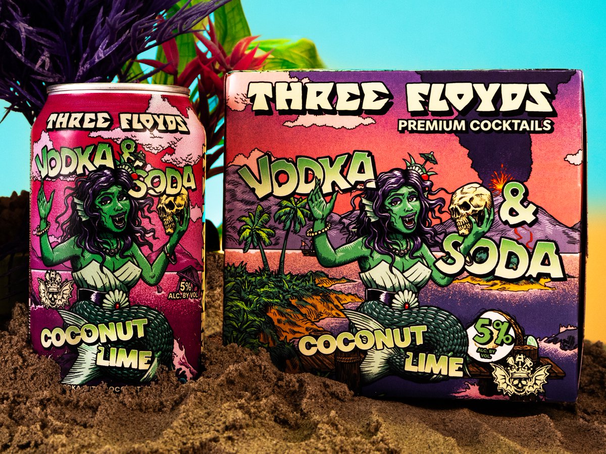 🥥 3 Floyds Coconut Lime Vodka Soda 🥥 Brand new and delightfully crisp, you'll feel like you've been transported right to the tropics as you sip on this bubbly refresher. 🌴🍹 Find 4pks in 3 Floyds Distilling markets. 3floyds.com/finder