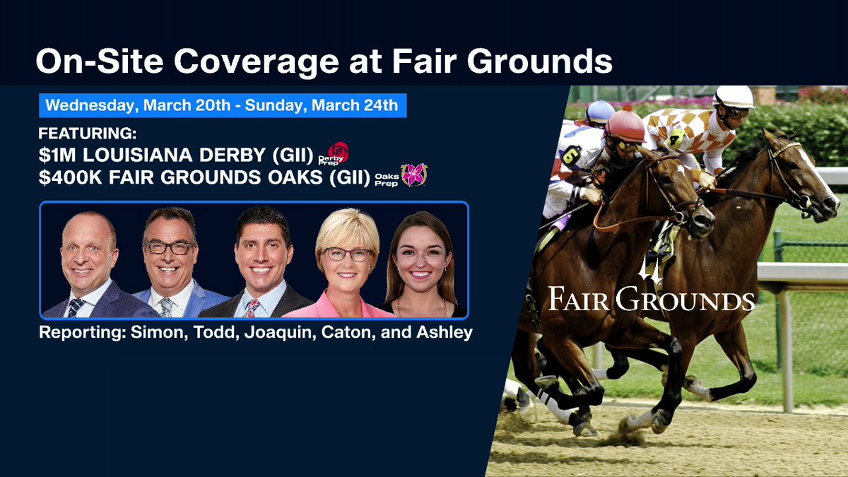 We will have on-site coverage at the Fair Grounds starting this Wednesday with @FanDuelTVSImon, @ToddTVG, @JoaquinJaime_, @CBredar, and Ashley Mailloux. Watch on @FanDuelTV.