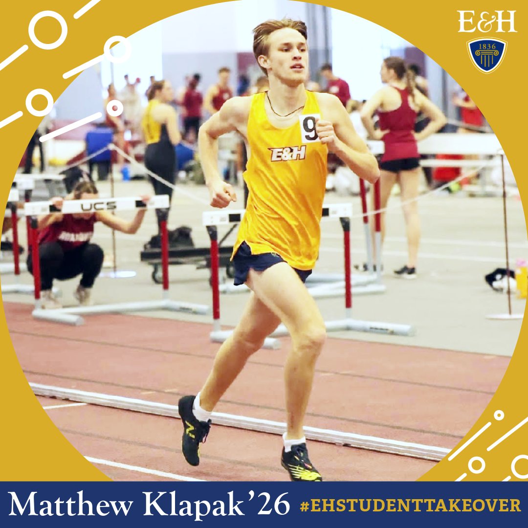 Follow along this Tuesday on instagram.com/emoryhenry for an #EHstudenttakeover with Matthew Klapak '26 from Louisa, Va., a Psychology major with a minor in Sports Management. Matthew competes in D2 track & field and cross country and is in the Beta Lambda Zeta fraternity.