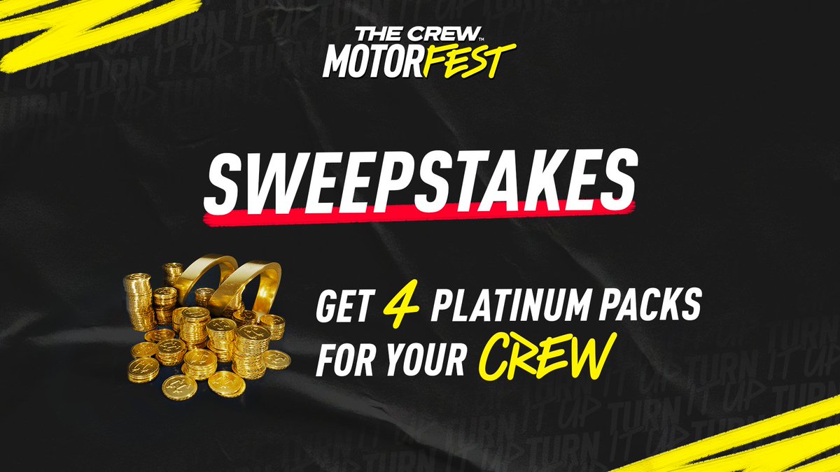 This week is your chance to go all-in with our #Sweepstakes! 🚗 Follow these steps for a chance to win 4 platinum packs of credits for your Crew: 1️⃣ Follow @TheCrewGame. 2️⃣ Like & RT. 3️⃣ Tag 3 friends. 4 Crews will be picked in one week. Good Luck! 👀 ubi.li/TlEzs