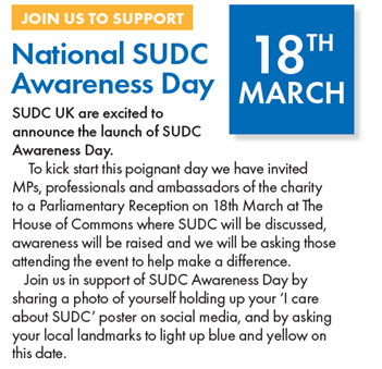 Today, the first ever National SUDC Awareness Day for Sudden Unexplained Death in Childhood launches at a Parliamentary event attended by families, MPs and more from across the country. Visit ow.ly/hI4n50QJbVE to learn more about this important cause. 
#SUDCAwareness