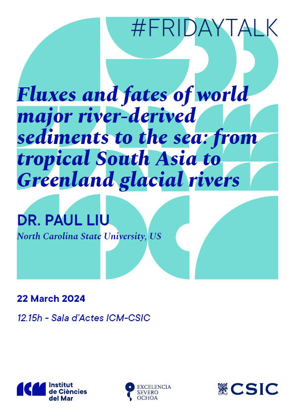 ICMCSIC's tweet image. 🔶I #FridayTalk I🔶
🗣️Do not miss the next #FridayTalk: "Fluxes and fates of world major river-derived sediments to the sea: from tropical South Asia to Greenland glacial rivers", by Paul Liu, from @ncstatemeas
📍 22/03, 12:15 pm (ICM-CSIC)
🔗icm.csic.es/ca/esdevenimen…
