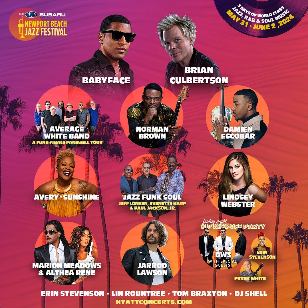 The Subaru <a href="/NBJazzFestival/">NBJazzFestival</a> 2024 Lineup is HERE! 🥳🎶☀️

Don’t miss out on 3 days of World Class Jazz, R&amp;B &amp; Soul Music, May 31-June 2 at Hyatt Regency Newport Beach! 

TIX ON SALE NOW @ tix.com/ticket-sales/h…