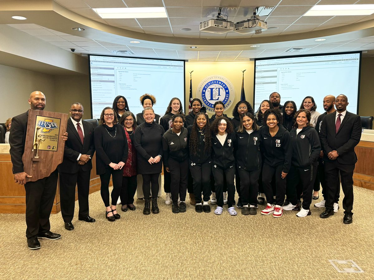 Congratulations to the State Champion 🏆 <a href="/LCHSAthletics/">LCHSAthletics</a> Girls Basketball team, recognized this evening by <a href="/LawrenceSupt/">Dr. Shawn A. Smith</a> &amp; the Board of Education! 🏀 #LTpride #GoBears