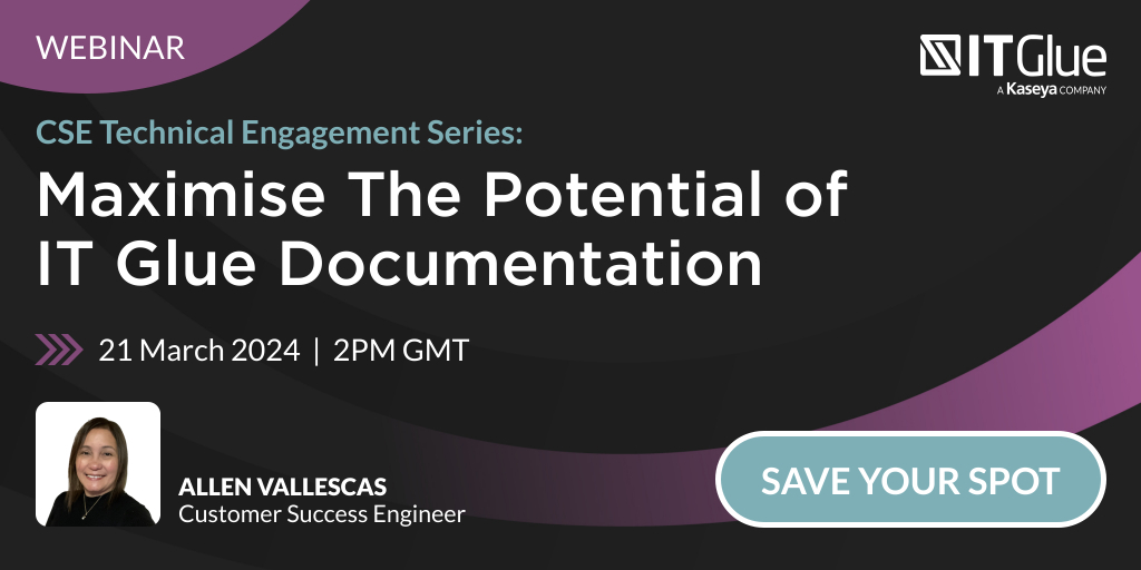 Don't miss out on the opportunity to join our upcoming webinar on March 21st to learn how to maximize the potential of your IT Glue documentation with your #RMM and #PSA tools! ⚒️ 🖥️ Register now! bit.ly/4cf5S1A