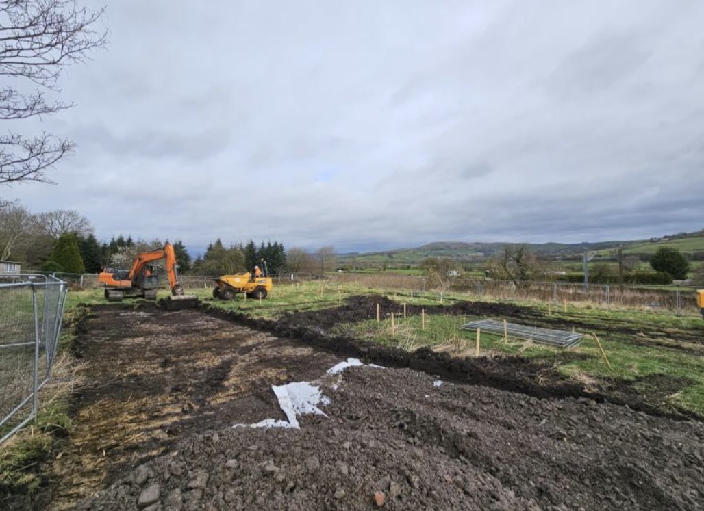 curveblockio's tweet photo. Project Cononley Civil Engineering Update Week 2 (Part 2).

Access tracks for plots 21 to 25 were stripped back and stoned up, along with plots 3 to 8 under driveways.

Excavation of plot 22 to top of ring beam -600mm from first-floor level.

Stone up 200mm pile matt to enable the piling rig to carry out its work, followed by stoning being stripped and reused around other plots and level increases. 

Stockpiling of topsoil and dry stone walling within plots 9 to 13 for reuse within garden areas, circa 300mm, once pilings and stoning are completed.

Friday saw the rain slow work down a little. Plot-level datums are now set to commence this week.

To learn more about CurveBlock, project Cononley and the Shared Economy, head over to https://t.co/oFEhxEic3K

#techforgood #financialinclusion #fintech #web3 #blockchain #CeFi #digitalasset #awardwinning #realestatelife #renewableenergy #innovations #inclusion