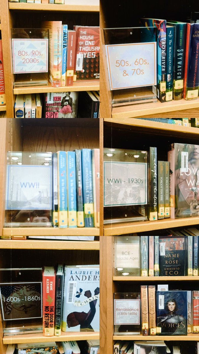 Our Historical section is currently in her #ERAS era.
Mrs. Wilt organized the historical genre into time periods.
#genrefication #historical