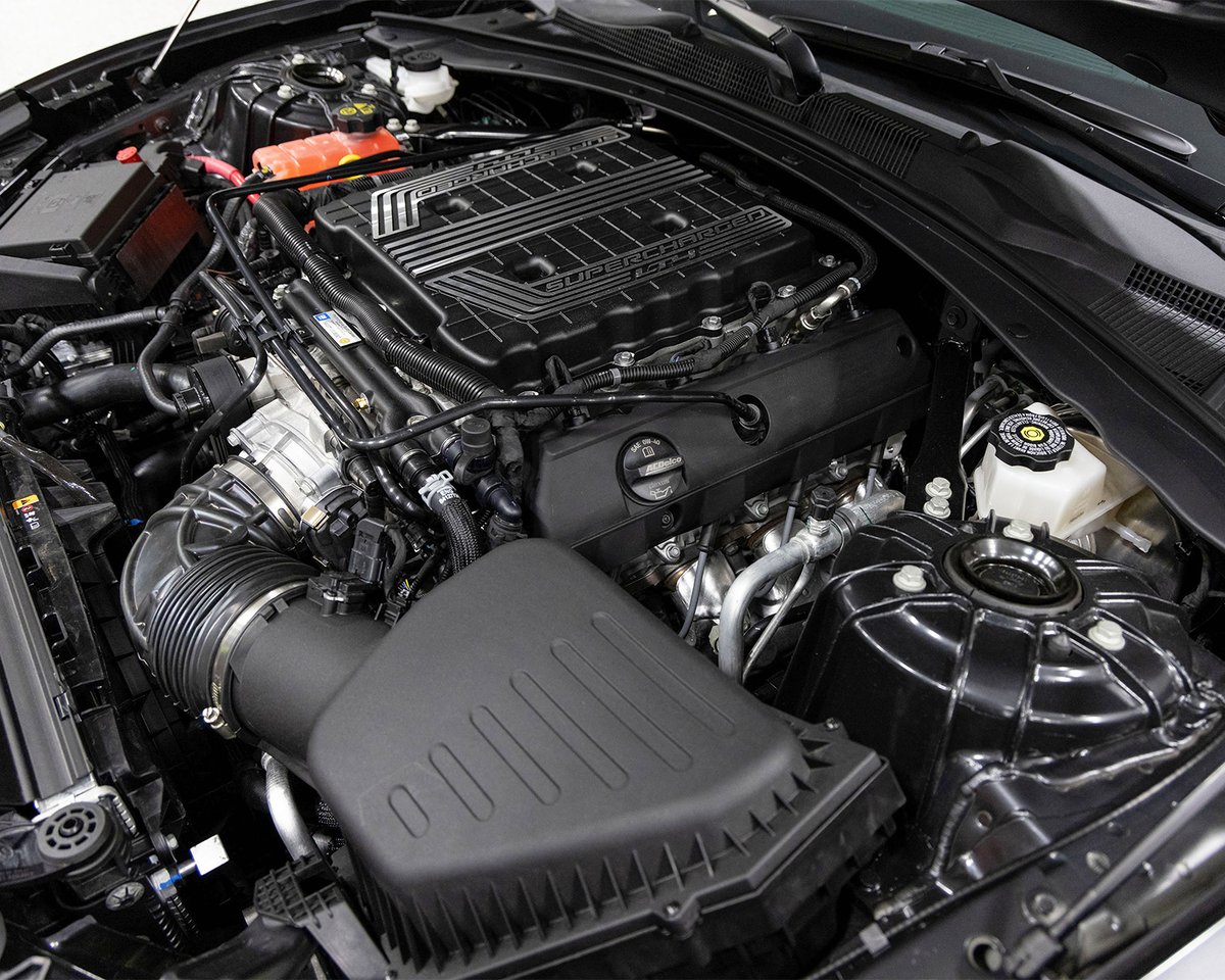 Barrett_Jackson's tweet image. The red-accented Jet Black leather interior complements the Panther Black matte paint finish, and it has a #supercharged 6.2-liter #LT4 #V8 engine at its heart. Crossing the block with No Reserve at the April 18-20 Palm Beach Auction.